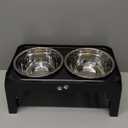 Elevated Dog Bowls, 4 Height Adjustable Raised Bowl Stand with 2 Thick 50oz Stainless Steel Food Feeder Bowls Non-Slip for Medium Large Dogs Adjusts to 3.7", 9.2", 10.75", 12.36" Black (8" for Medium Dogs)