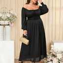 EYWOL Womens Plus Size Formal Wedding Guest Dress,Long Sleeve Elegant Flowy Spring Dresses Maxi Dress for Cocktail Party Prom (Black, XXL)