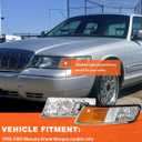 1998-2002 Mercury Grand Marquis Headlight Assembly for 98 99 00 01 02 Mercury Grand Marquis Chrome Housing Headlamp with Clear Lens Amber Reflector Left+Right Pairs(Not included Bulbs)