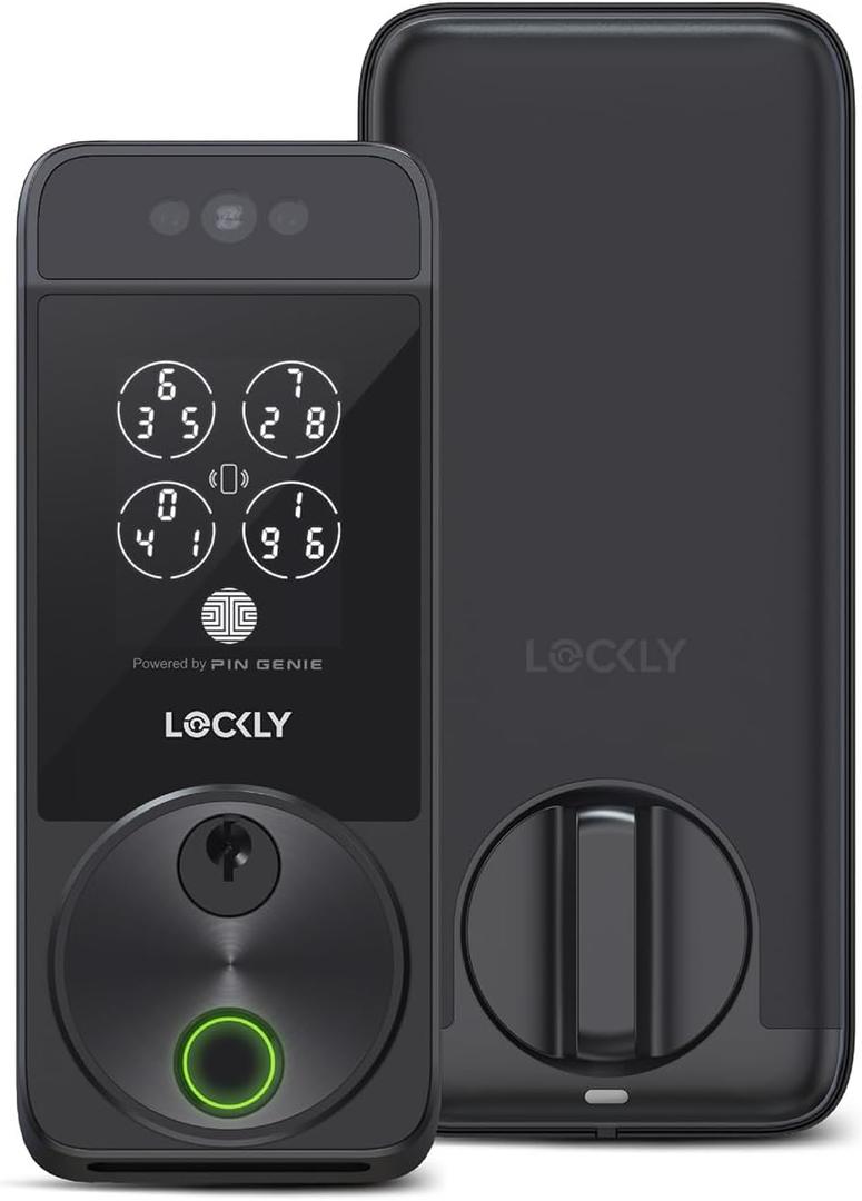 Lockly Visage Zeno Series Smart Lock, Facial Recognition & Fingerprint Keyless Entry Door Lock, Built-in Wi-Fi Deadbolt with Apple Home Key, PIN Genie Keypad, App Remote Control, Easy Installation (Matte Black)