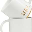 COLLECTIVE HOME - Mr. & Mrs. Ceramic Mugs, Wedding Gift Set, Perfect Luxury Couple's Gift, Elegant Design, Premium Ceramic, 2-Piece Set (MR & MRS)