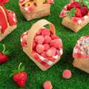 6 Pcs Mini Woven Baskets with Handles 20 Sheets Red Gingham Paper Napkins Wood Chip Small Flower Fruit Picnic Baskets for Wedding Party Favors Farmhouse Decor