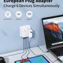 European Travel Plug Adapter, 2500W AC Outlet Extender with 20W Type C Charger,Power Adapter for Italy Spain France Germany(20WPD)