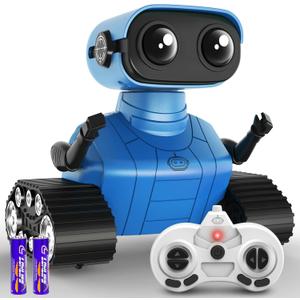 Hamourd Robot Toys for Boys Girls, Rechargeable Remote Control Emo Robots with Auto-Demonstration, Flexible Head & Arms, Dance Moves, Music, Shining LED Eyes for 5+ Years Old Kids (Standard, Blue)