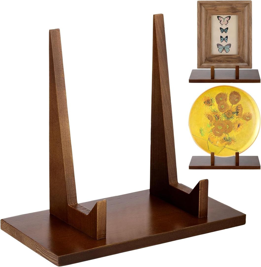 5.9 Inch Wood Plate Stand for Display Plate Holder Display Frame Picture Photo Card Tabletop Decorative Stand