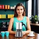 LAOION Stovetop Espresso Maker, 6Cup 240ml Classic Moka Pot, Crystal Glass-top & Stainless Steel Coffee Maker Mocha Pot, Greca De Cafe, Cuban and Italian Coffee Maker for Cafetera Cubana