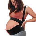 Pregnancy Belly Band, Shoulder Strap Belly Support Brace, Pregnancy Support Belt, Lightweight Abdominal Binder, for Abdomen, Black, Large, 1 Set