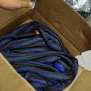 Garden Hose 100ft, Non-Expanding Water Hose, 8 Function Nozzle, Flexible Ultra-Light, Anti-Kink, Wear-Resistant, Portable, Easy Storage, Hose with 3/4 for Outdoor, Garden, Yard, Black Dark Blue