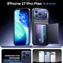 2 x UYOUNG for iPhone 17 Pro Max Case Wallet with Card Holder, High End Metal Frame Lens Cover, Military Drop Protection, Rugged Heavy Duty Men Women Protective Phone Case for iPhone 17 Pro Max, Black