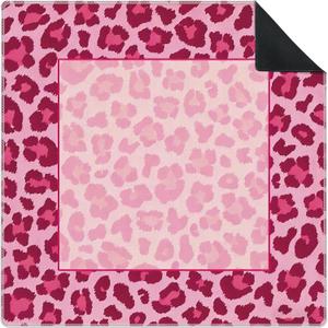 Leopard Print Mahjong Mat for Table 31.5 x 31.5 in, Trendy Magenta and Pink Animal Print Anti-Slip Mahjong Table Cover Tablecloth for Poker Board Card Tile Game Dominoes