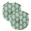 FUNHOME 15"x15"x4" Bistro Chair Cushion Set of 2, Water Repellent Round Outdoor Chair Cushions with Ties, Patio Tufted Chair Pads for Home Garden (Fair Green)