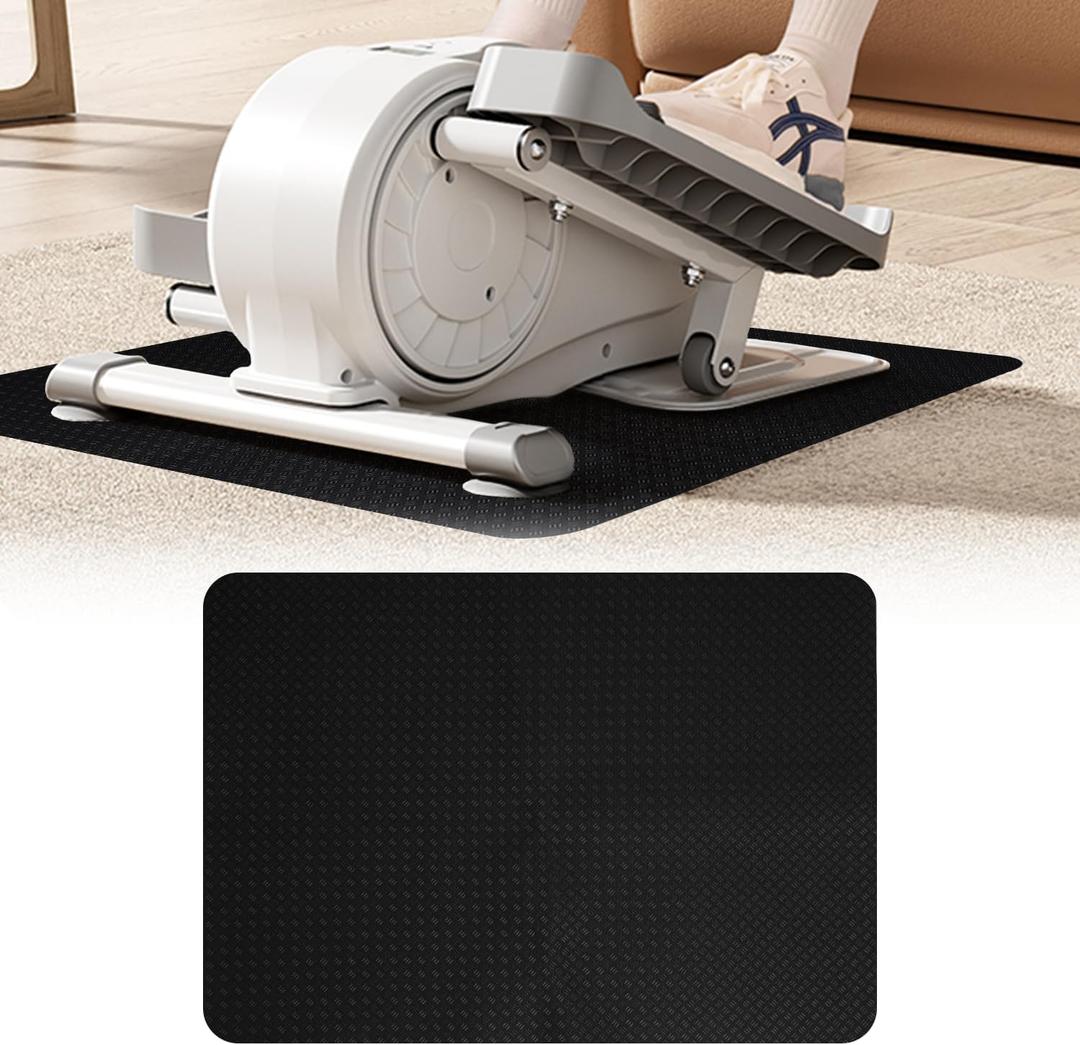 Double-Sided Non-Slip Workout Mat for Elliptical Machine, 23.6" x 17" Stepper Mat for Under Desk Ellipticals & Pedal Exercisers, Stability & Floor Protection, Compatible with Vibration Plate