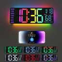 13" Digital Wall Clock with Night Light, Digital Clock with 8 RGB Colors, Dual Alarm, Dimmer, Auto DST, Voice Control, Auto Time Sync, Clocks for Living Room, Bedroom, Perfect for Gift (Black)