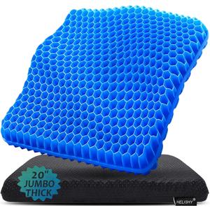 20" Gel Seat Cushion for Long Sitting(Jumbo&Thick) – Office Chair Cushion – Wheelchair Cushions for Pressure Sores – Non-Slip Desk Chair Car Seat Cushion Driving – Sciatica & Back Pain Relief