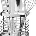 Utensil Holder, Stainless Steel Utensil Drying Rack for Kitchen Counter, Silverware Cutlery Flatware Holder Forks, Knives, Spoons, Chopsticks Organizer (Silver) (4"Lx3"Wx4"H, Silver)