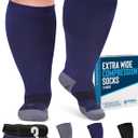 Doctor's Select 3 Pairs Plus Size Compression Socks Wide Calf - Up to 6XL | 20-30 mmHg Compression Socks for Women Wide Calf (XX-Large, 1 Pair Black, 1 Pair Grey, 1 Pair Navy)