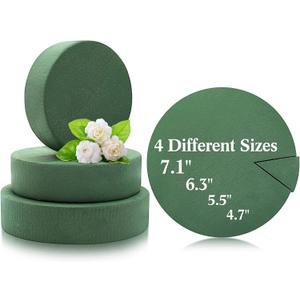 Pangda 4 Pcs Round Floral Foam Blocks in Different Sizes, Large and Small Dried Flower Foam Bricks for Valentine's Day Artificial Flowers Arrangements Craft Projects Wedding Aisle Party Decorations
