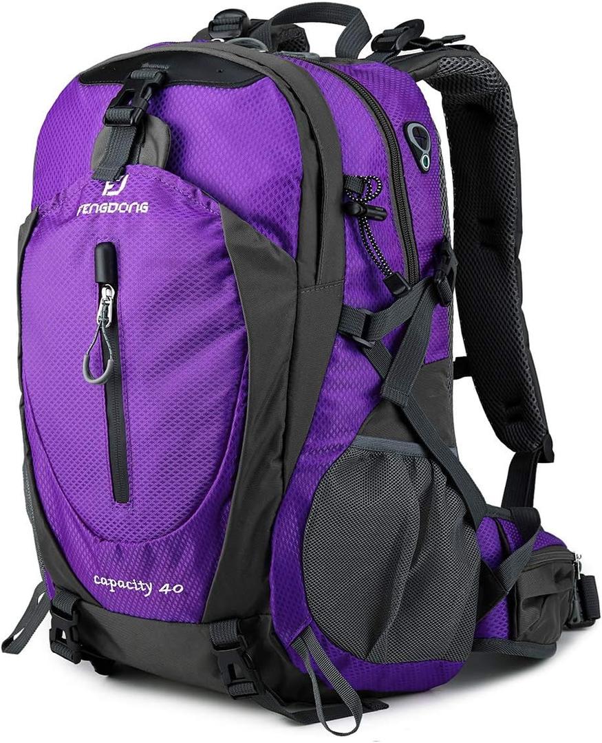 40L Waterproof Lightweight Outdoor Daypack Hiking,Camping,Travel Backpack for Women Men , Purple