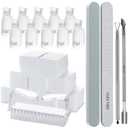 Gel Polish Remover Tools Kit - 10 Clips, 400 Lint-Free Wipes, Files 100/180, Buffer Block 400/4000, Brush, Cuticle Pusher & Peeler (Clear)