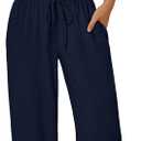 Trendy Queen 2 Piece Matching Summer Lounge Set Womens Side Ruching Top Wide Leg Pants Sets with Pockets L