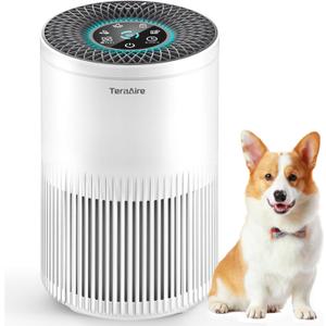 Air Purifiers for Bedroom Home, Air Purifier with PM 2.5 Air Quality Monitor Cover Up to 1235 Ft, Air Filter Cleaner with 5 mode Light, Sleep Mode, Timer, Fragrance Sponge for Smoke, Odor, Dander