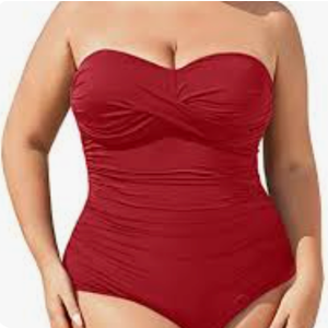 Reform Women's Tummy Control One Piece Swimsuit Bandeau Strapless Bathing Suits, Large
