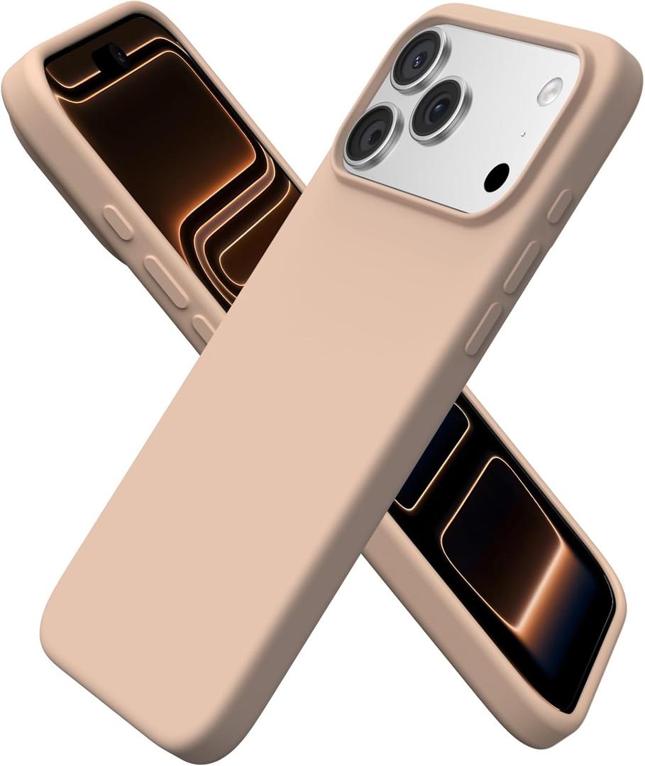 ORNARTO Compatible with iPhone 17 Pro Max Case 6.9", Slim Liquid Silicone 3 Layers Soft Gel Rubber Shockproof Protective Cover with Anti-Scratch Microfiber Lining-Nude Taupe