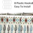 Newsely Small Stall Western Aztec Cactus Shower Curtain 36Wx72L Inch RV Boho Geometry Narrow Aesthetic Minimalism Adults Bathroom Set Vintage Waterproof Bath Decoration Accessories Home Decor