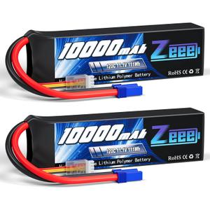Zeee 3S Lipo Battery 10000mAh 11.1V 120C with EC5 Connector Soft Case RC Battery for RC Car Truck Tank Racing Hobby Models (2 Pack)