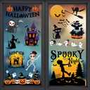 2 x Halloween Party Decorations - Reusable Window Clings for Halloween Decorations Indoor Outdoor | Pumpkin Ghost Static Window Decor Stickers for Office Party Favors Supplies Crafts Gifts Toys for Kids (Black)