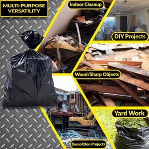 Garbage Bags 55 Gallon | 40 Trash Bags | Heavy Duty | Black Contractor 