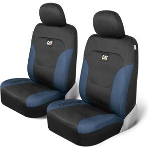 CAT Flexfit Black Blue Seat Covers for Cars, Trucks, & SUV - (2) Front Car Seat Cover Front Seat Protectors - Airbag Compatible Seat Covers for SUV Interior Covers & Truck Seat Cover Car Accessories