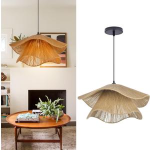 Arturesthome Pendant Light for Foyer Hallway Woven Pendant Lighting,Coastal Rope Lamp Shade Creative Ceiling Hanging Light for Dining Table Room (23.6"*11")