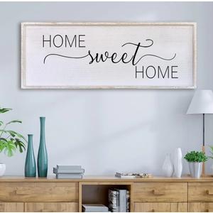 Home Sweet Home Sign Wall Decor 40”X15” Master Family Room Above Bed Beautiful Living Room Above Couch Sign Large Rustic Farmhouse Wood Framed Entryway Hanging Wall Art Decoration