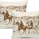 Yobvec Western Throw Pillow Covers Home Decor 18x18 Inch Cute Western Decorative Pillowcase Cushion Cover for Bed Sofa Couch, 2 Sets