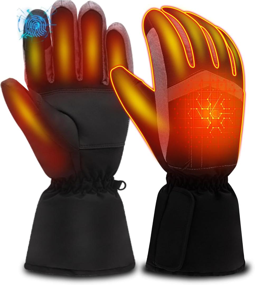 SVPRO USB Heated Gloves for Men Women, Battery Powered Electric Warming Winter Gloves, Touchscreen Thermal Gloves for Skiing (Black, L)