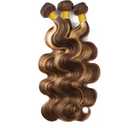 Highlight Human Hair Bundles P4/613 Body Wave Human Hair Bundles Brown Body Wave Bundle P4/613 Color Brazilian Two Tone Chocolate Brown and Blonde Bundles Human Hair Extensions 26 28 30 Inch