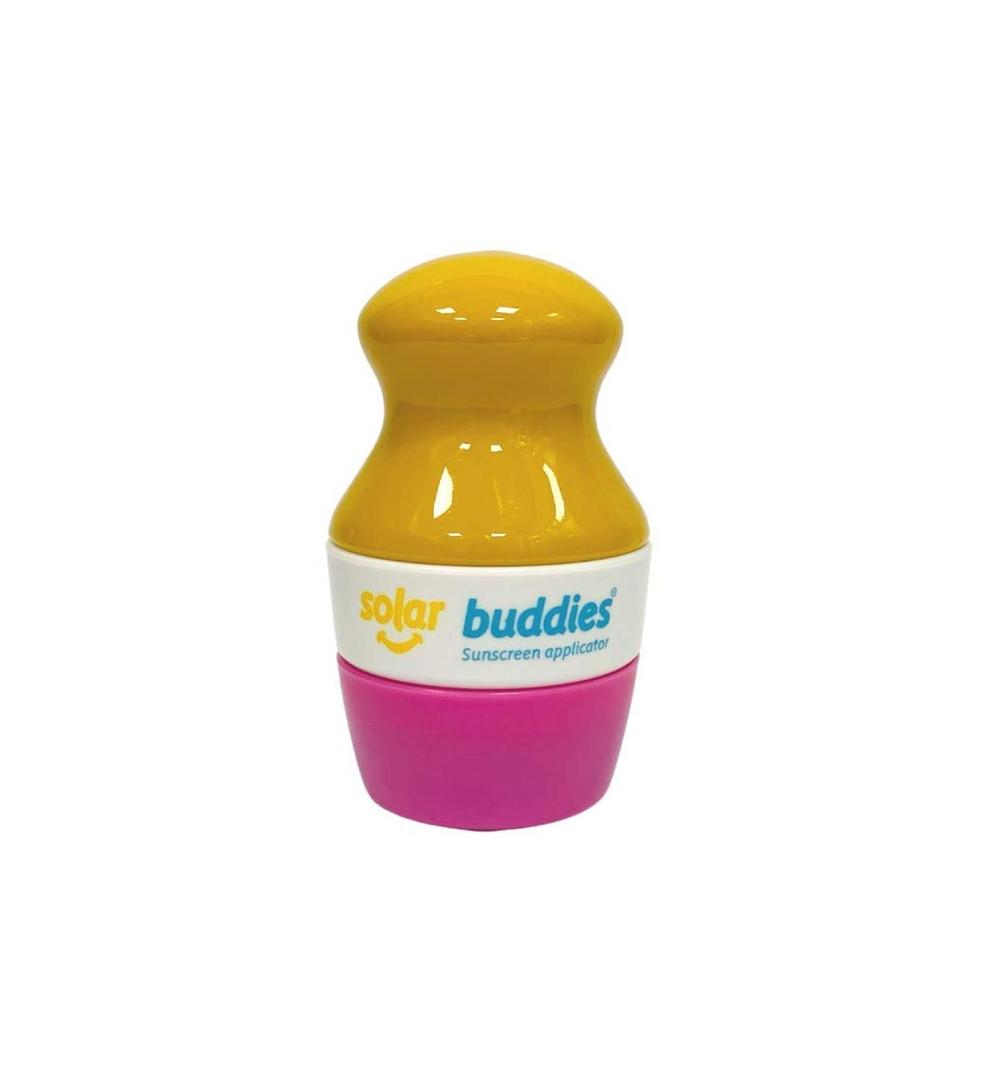 Solar Buddies Sunscreen Applicator - Single Pink - Refillable Roll on Sponge Sunscreen, Suncream & Lotion Applicator For Kids, Adults & Families - Holds 3.4fl oz, Perfect Size for Travel 2 Pack