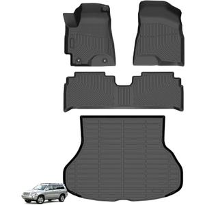 Floor Mats for Toyota Highlander 2001-2007，ONLY 5 Seats | NOT for with 3rd Row or Hybrid, TPE Mats for Highlander Base Limited Sport,Waterproof Custom Fit Floor Liners &Cargo Liner 