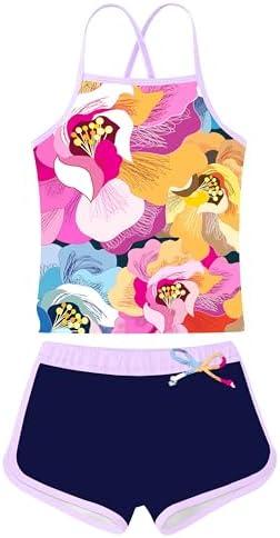 YOCOJA Girls Swimsuit Two Piece Bathing Suits Tankini with Adjustable Strap Swimwear with Boyshort, 5XL
