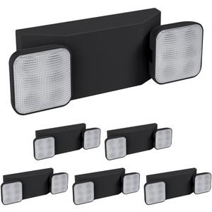 Ciata 6 Pack Black Led Emergency Lights with Battery Backup, for Home Power Failure, Hardwired with Adjustable Heads, Backup Battery, Emergency Lights for Business, Indoor Emergency Lights