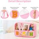 eurovicky Chenille Letter Patch Clear Makeup Bag | Preppy PVC & Nylon, Handle and Zipper, Waterproof, Large Travel Toiletry Bag, For Women (EXP 08/19/26)