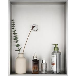 JQK Shower Niche No Tile Need, 18"14" Brushed Nickel Bathroom Insert Shelf, 304 Stainless Steel Recessed Shower Caddy Organizer Storage, SNL1814-BN
