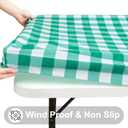 Smiry Rectangle Picnic Table Cloth, Elastic Waterproof Fitted Vinyl Tablecloths, Flannel Backed Buffalo Plaid Table Covers for Dining, Camping, Outdoor (White and Green, 30" x 72") 2 Pack, Green and Red