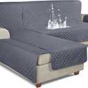 KinCam Sectional Couch Covers 100% Waterproof L Shaped Sofa Covers 3pcs Sofa Slipcovers for Sectional Chaise Slipcover for Pets Kids, Large/ Dark Grey