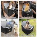 JOEJOY Elevated Dog Car Seat for Small/Medium Dogs up to 35 lbs, Memory Foam Booster Seat with Detachable Washable Cover, Travel-Safe Car Bed with Safety Belts & Storage Pockets, Grey