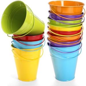 Nicunom 10 Pack Small Metal Buckets with Handle, Colored Galvanized Metal Bucket Small Pails for Party Favors, Decor, Garden Planters, 4.5 x 5 Inch