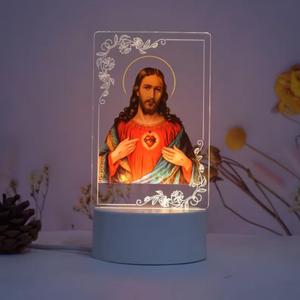 Generic Jesus Heart Night Light, 3D LED Touch Light, Warm and Soft Light, Perfect for Bedroom, Living Room, Baby's Room, Holiday Decoration, Birthday Gift Religious Home Decor