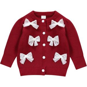 Infant Toddler Baby Girl Oversized Sweater Long Sleeve Sweaters Fall Winter Tops Clothes (Red)