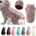 Winmany Pet Dog Turtleneck Knitting Sweater Coat Winter Warmer Thickening Pullover Knitwear Crochet Coat Clothes for Small Dog Cat, S Khaki (Black)